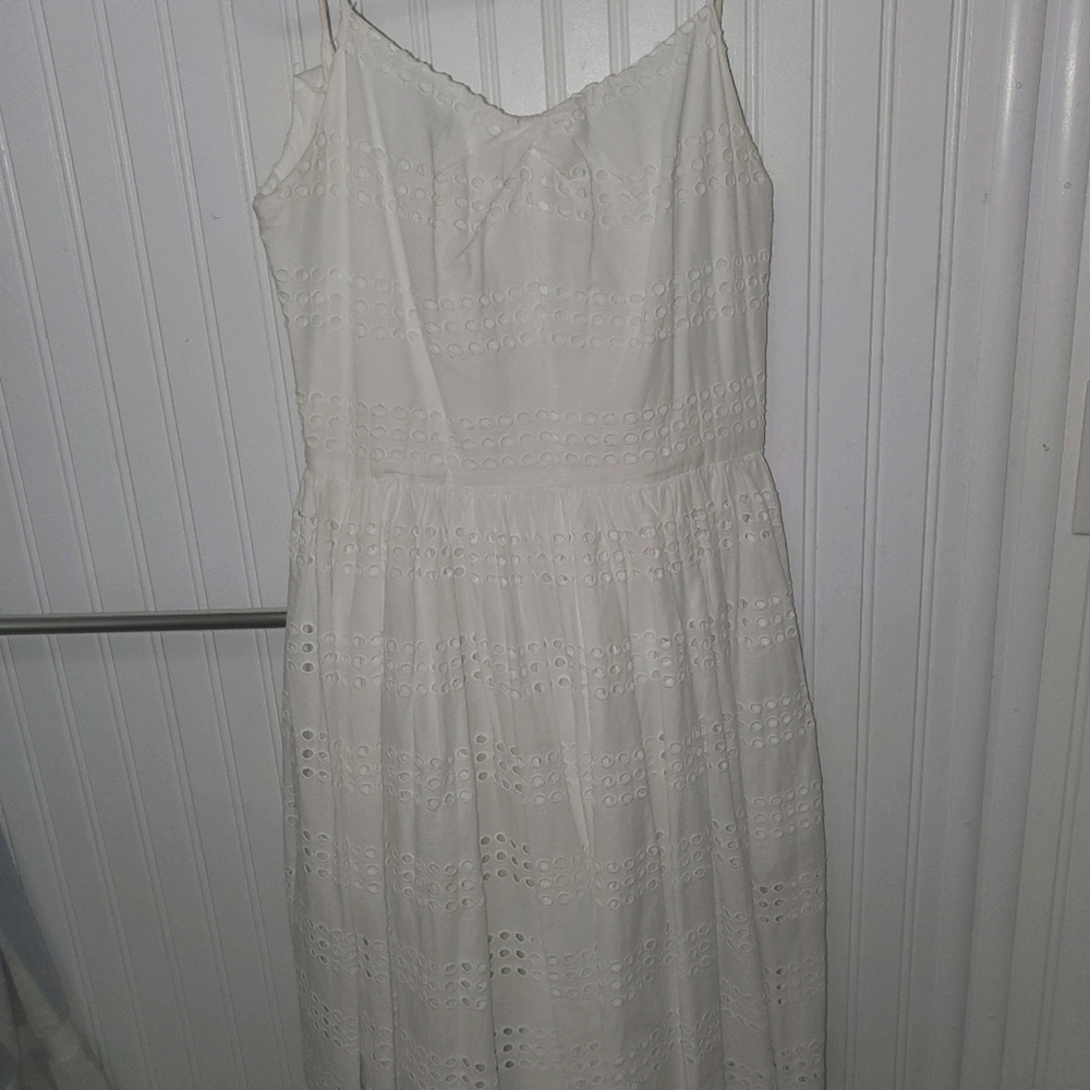 J. Crew White Eyelet Midi Dress Size 0